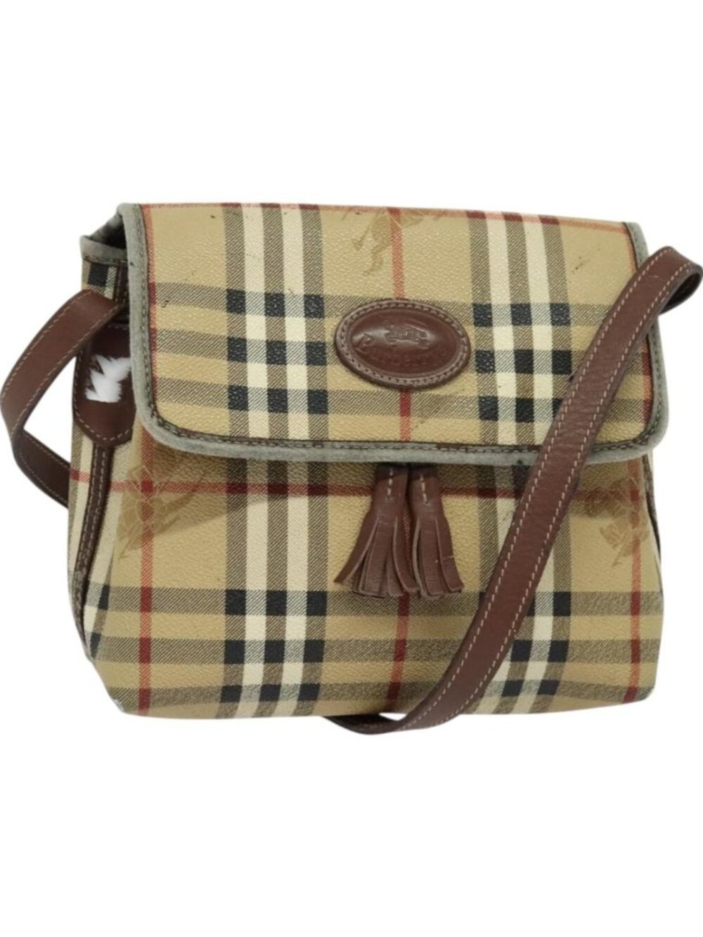 Burberrys Nova Check Shoulder Bag PVC Beige Brown gold